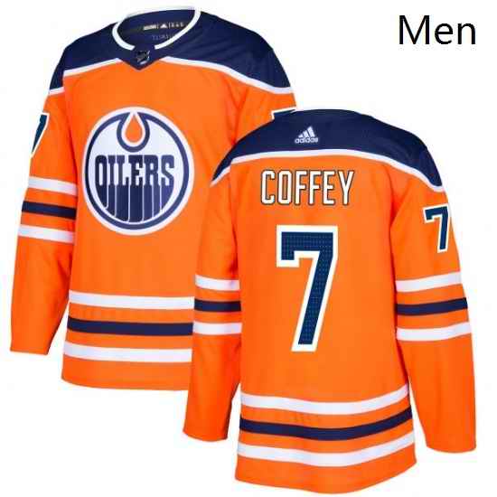 Mens Adidas Edmonton Oilers 7 Paul Coffey Authentic Orange Home NHL Jersey